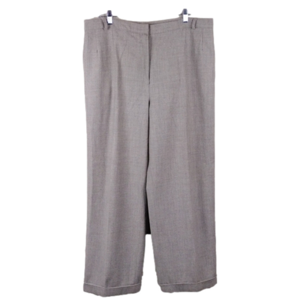 𝅺Brooks Brothers Light Grey Wool Flat Front High Rise Cuffed Straight Leg Pant